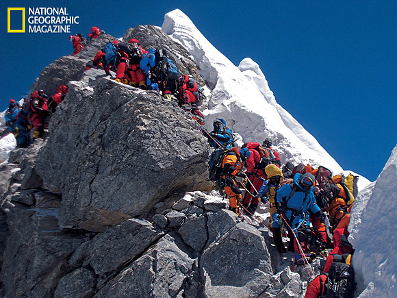 Traffic jam on Mt Everest