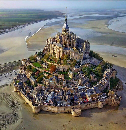 Mont St Michel, north coast of France, from the air
