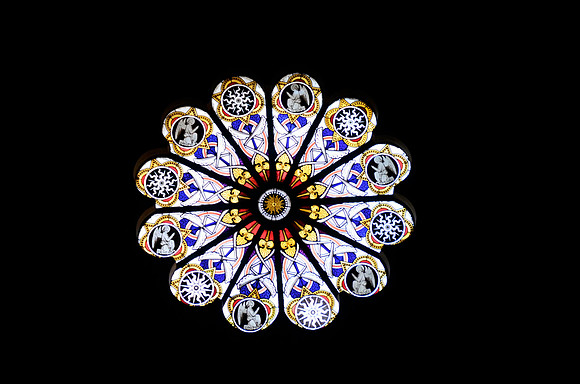 Rosetta stained glass .. church in Rome